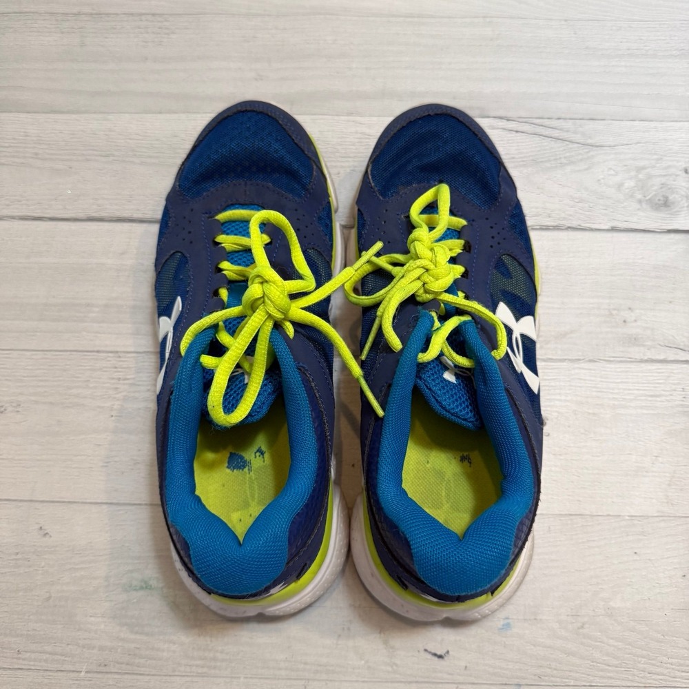 Under armour kids blue yellow athletic‎ running shoes big kids size 5 - Picture 2 of 11